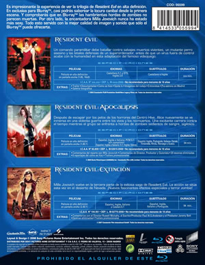 carátula trasera de Triloga Resident Evil (reedicin)