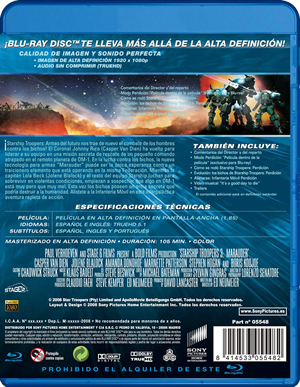 carátula trasera de Starship Troopers 3: Armas del futuro