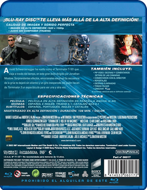 carátula trasera de Terminator 3: La rebelin de las mquinas